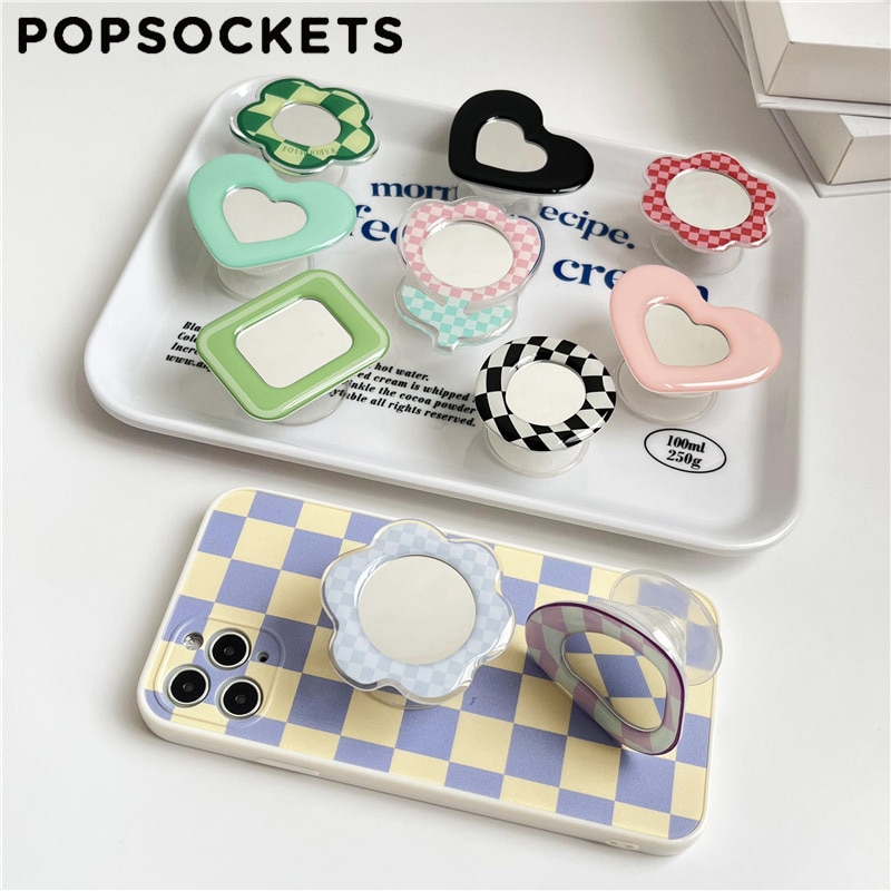 PopSockets Mobile Phone Holder Acrylic Mirror Flower Drip Airbag Holder Protective Support Phone Retractable Finger Ring Clip