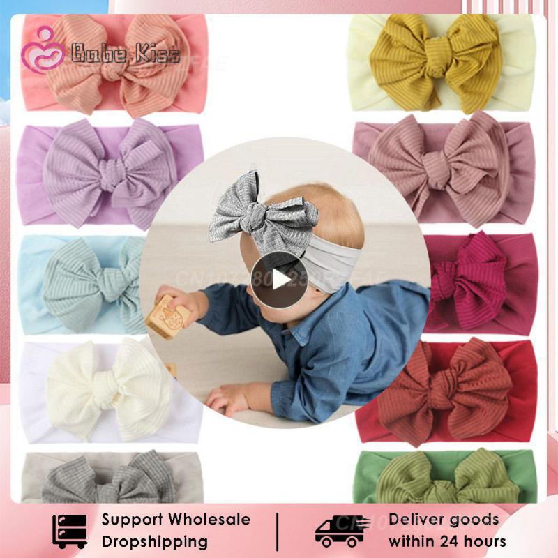 1~10PCS Summer Children's Nylon Soft Bow Knotted Hairband Baby Nylon Solid Color Wide-brimmed Hair Accessories