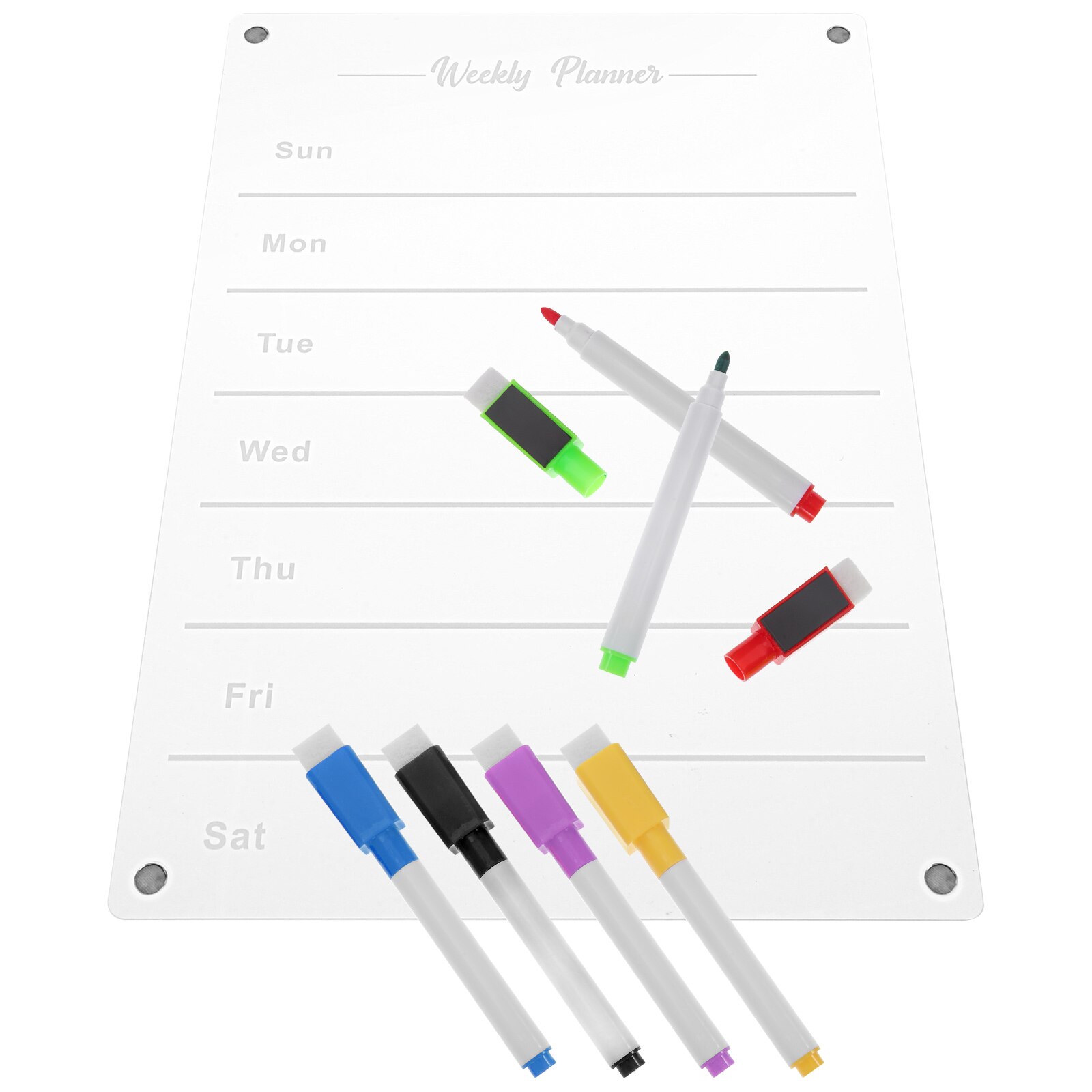 Weekly Plan Message Board Fridge Magnetic Clear Acrylic White Dry Erase Wall To-do-list