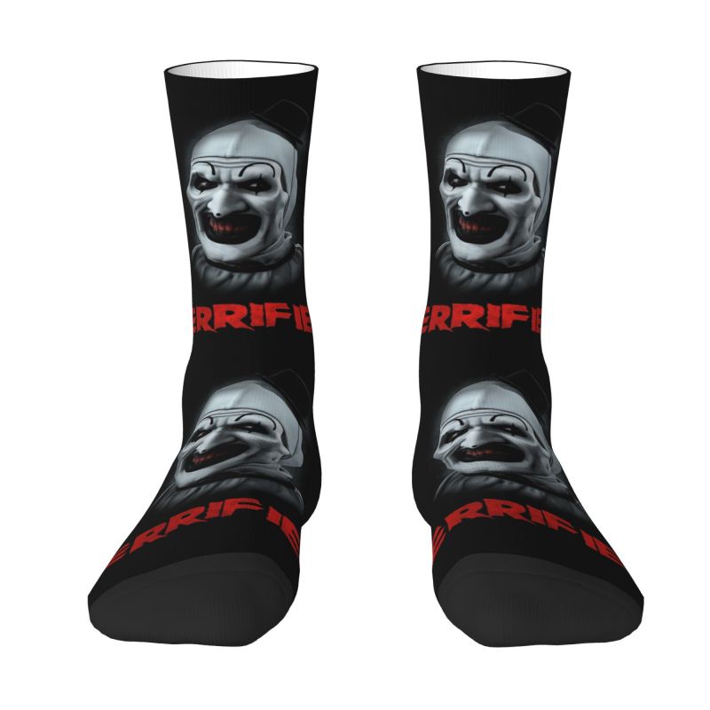 Kawaii Printed Halloween Clown Terrifier Socks for Men Women Stretchy Summer Autumn Winter Horror Thriller Film Crew Socks