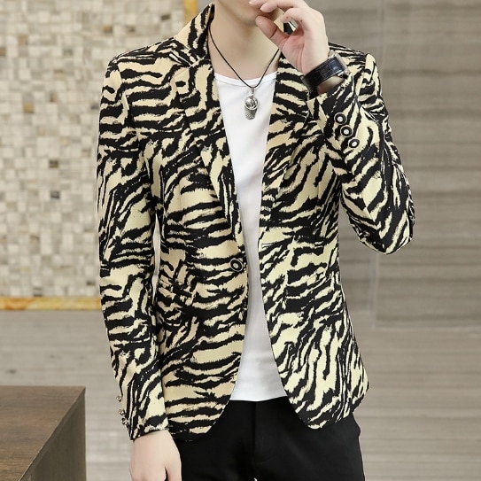 spring pringting jacket leisure mens casual Slim Fit blazer suit top jacket Single breasted coat thin jacket