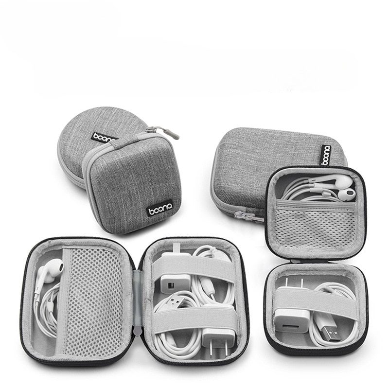 1pcs Mini Headphone Case Bag Earphone Earbuds Box Storage for Memory Card Headset USB Cable Charger Organizer Storage Bag