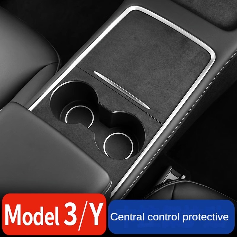 Suede Frabic Trims for Tesla Model 3/Y 2023 2022 Interior Decoration Central Control Wrap Panel Sticker Film Car Accessories