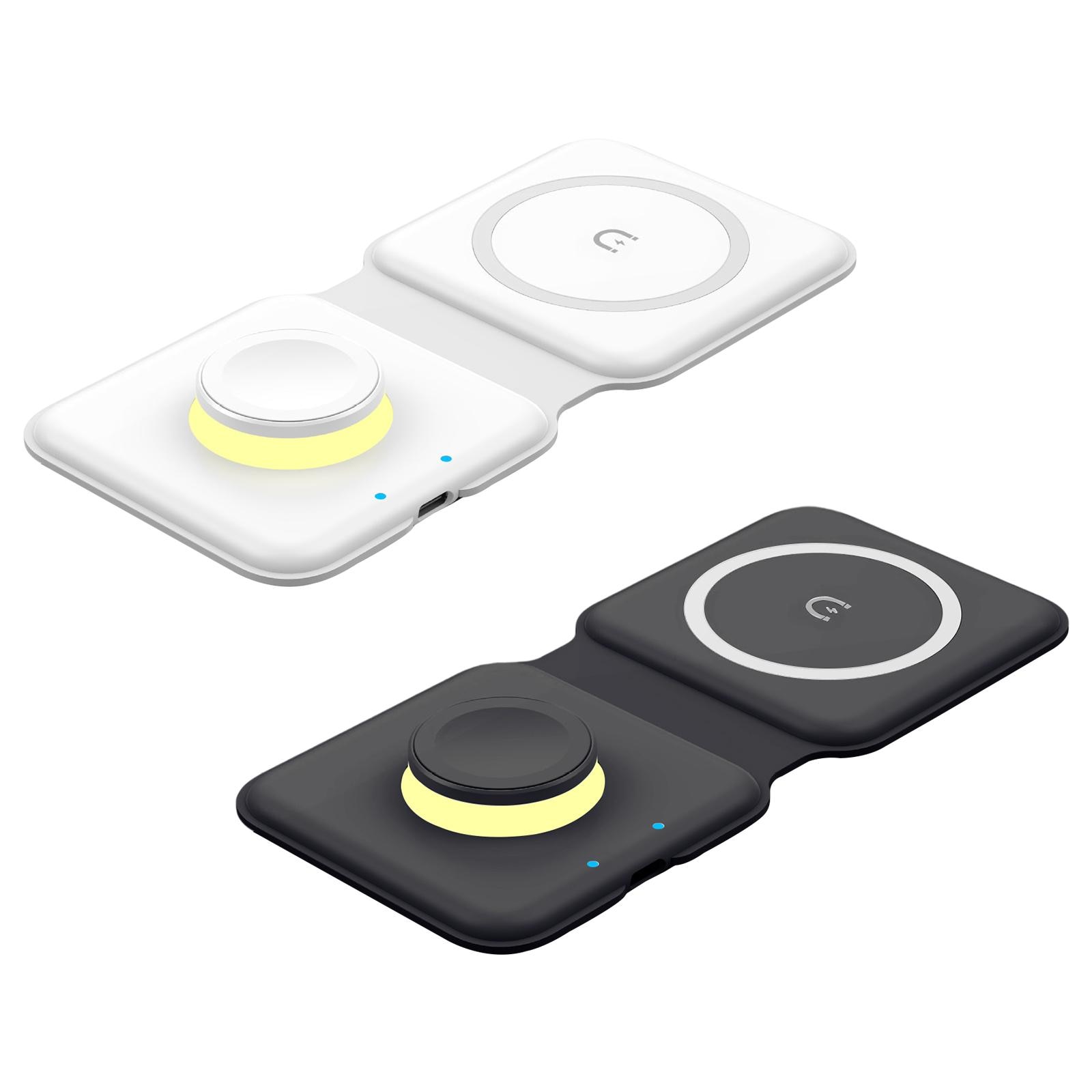2 in 1 Wireless Charger Foldable Fast 15W Stand for 13/12/SE/11/XS/8