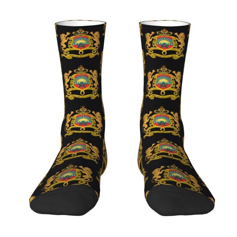 Cute Printed Kingdom Of Morocco Socks for Women Men Stretch Summer Autumn Winter Moroccan Patriotic Crew Socks