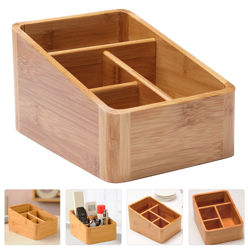 1 Pc Desk Top Organizer Creative Bamboo Desktop Makeup Makeup Storage Holder