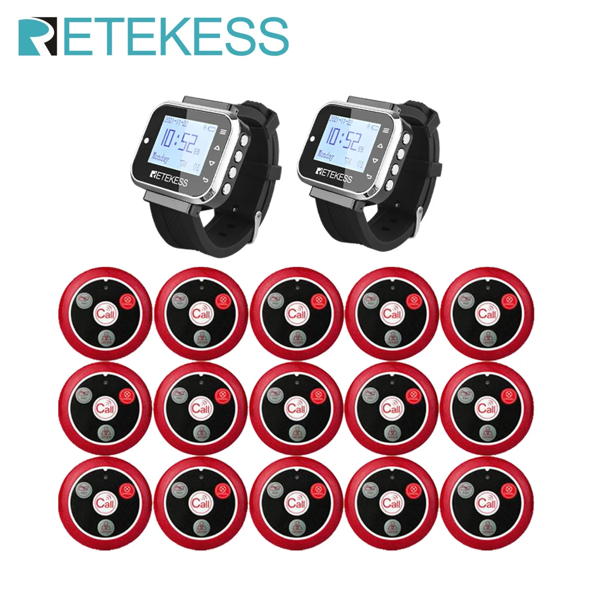 Retekess Hookah Restaurant Pager Wireless Waiter Calling System TD110 Watch Receiver T117 Call Button For Cafe Bar Clinic Club