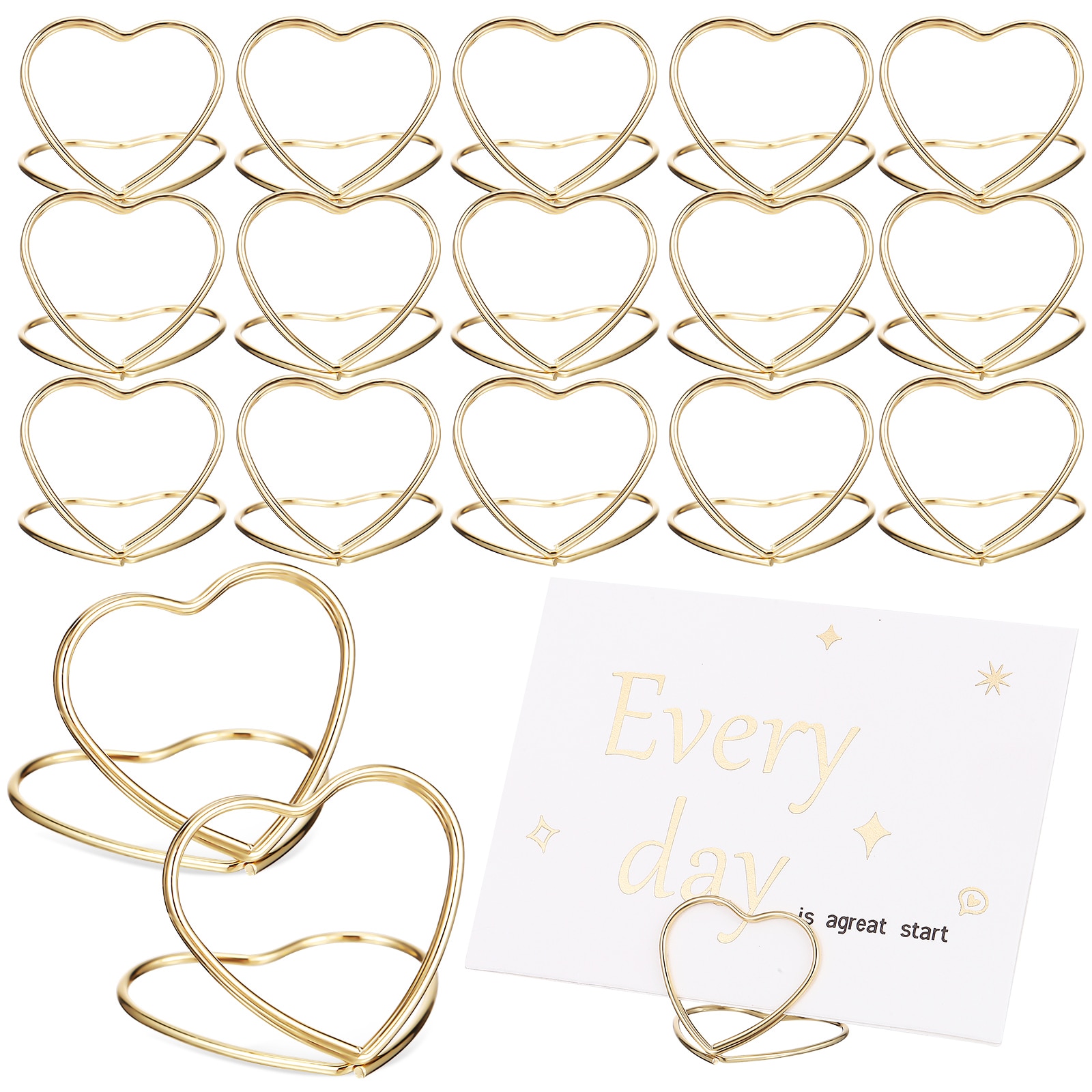 Card Stand Love Heart Table Holders Tabletop Sign Message Clip Photo Picture Cards Place Number