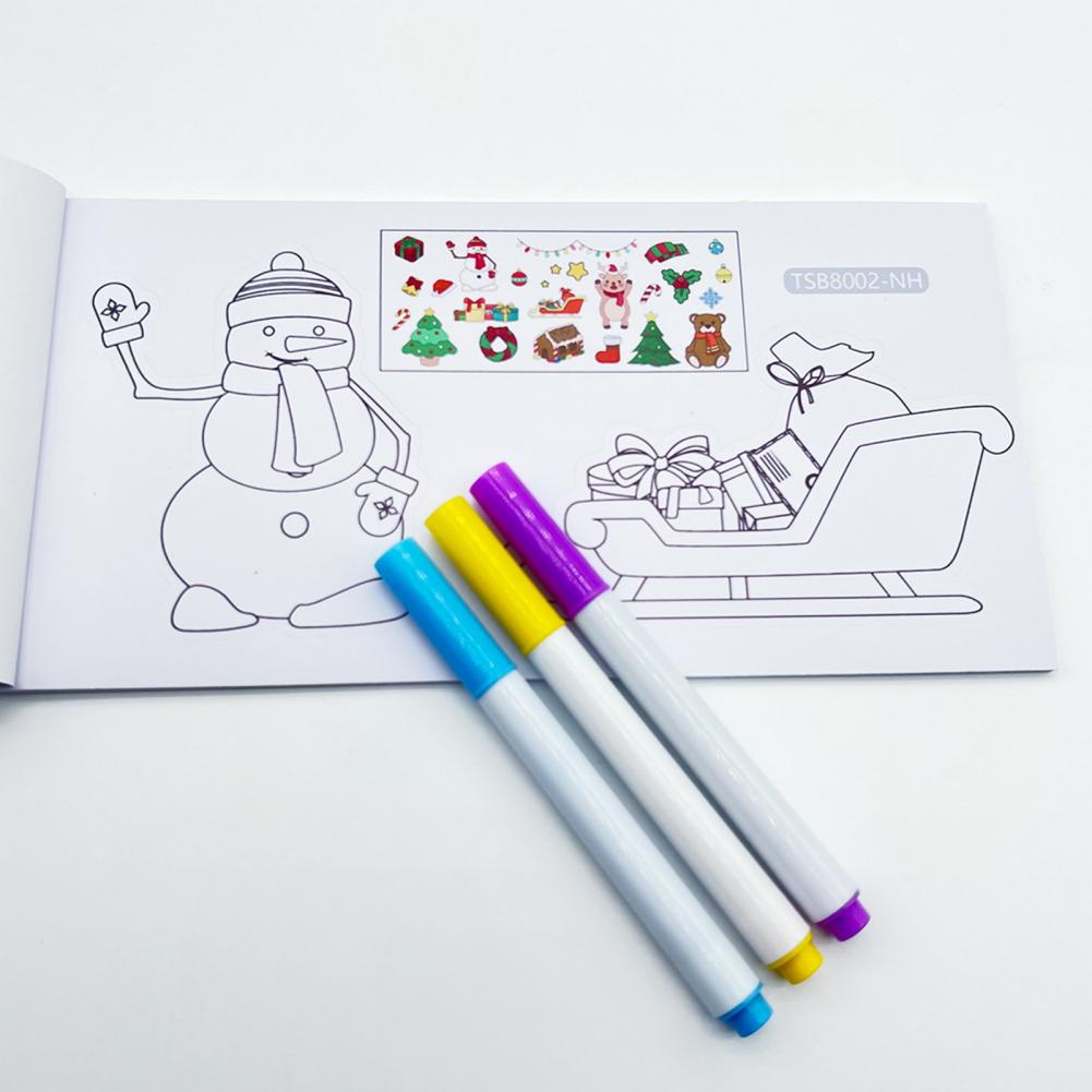 Christmas Gift for Children Festive Holiday Wall Stickers Christmas Kids Coloring Book with Santa Claus Snowman for Children