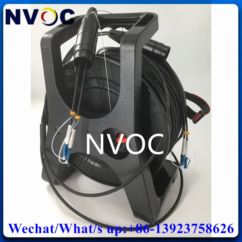 2Cores 200M SM G657A1,Big Diameter 5.0mm Duplex TPU Black Cable,2C PDLC/ST/FC/SC/UPC Armored Fiber Patch Cord with Reel PCD310