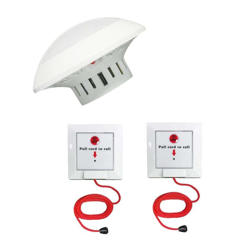 Ycall Wireless Caregiver Pager Alarm Strobe Siren Call System Pull Rope Waterproof Bell Button for Home Safety Elderly Patient