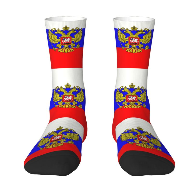Russian Flag Dress Socks Men Women Warm Fashion Crew Socks