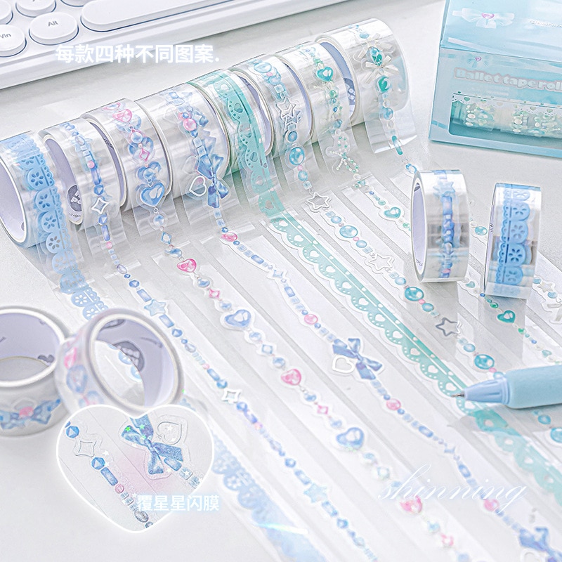 4pcs/set Lovely Washi Tape European Style Lace Butterfly Heart Masking Tape Kawaii Stationery Sticker DIY Decorative Scrapbook