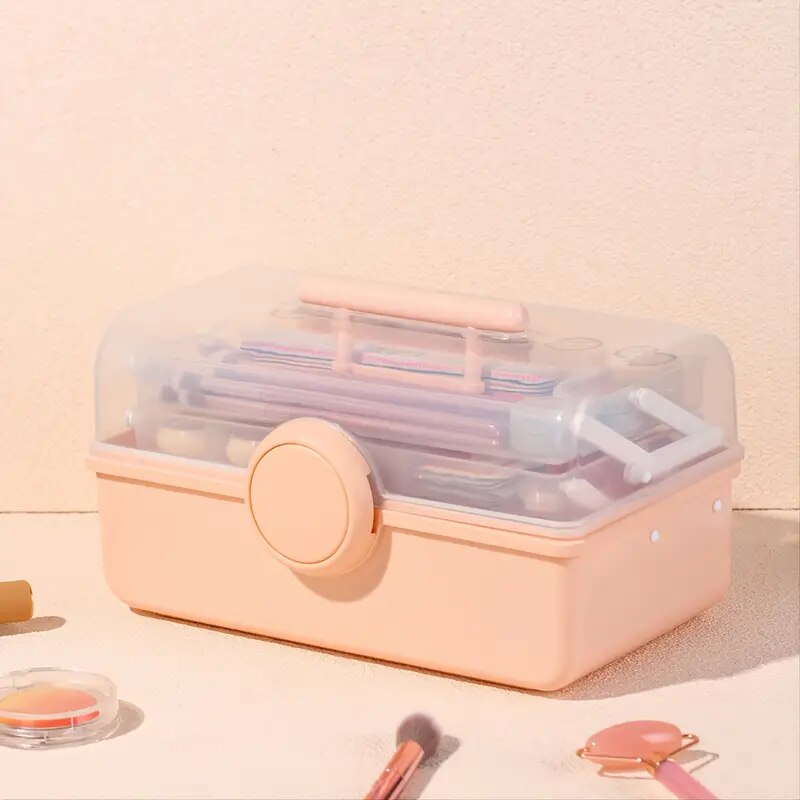 1pc Nail Tool Organizer 3 Layers Portable Large Capacity Dustproof Storage Box Nail Polish Multi-layer Transparent Lid Tool Box