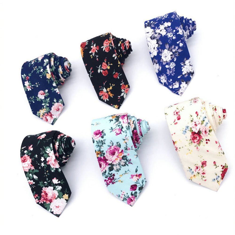 Men Skinny Necktie Cotton Print Casual Cotton Ties Printed Tie Men's Tie Business
