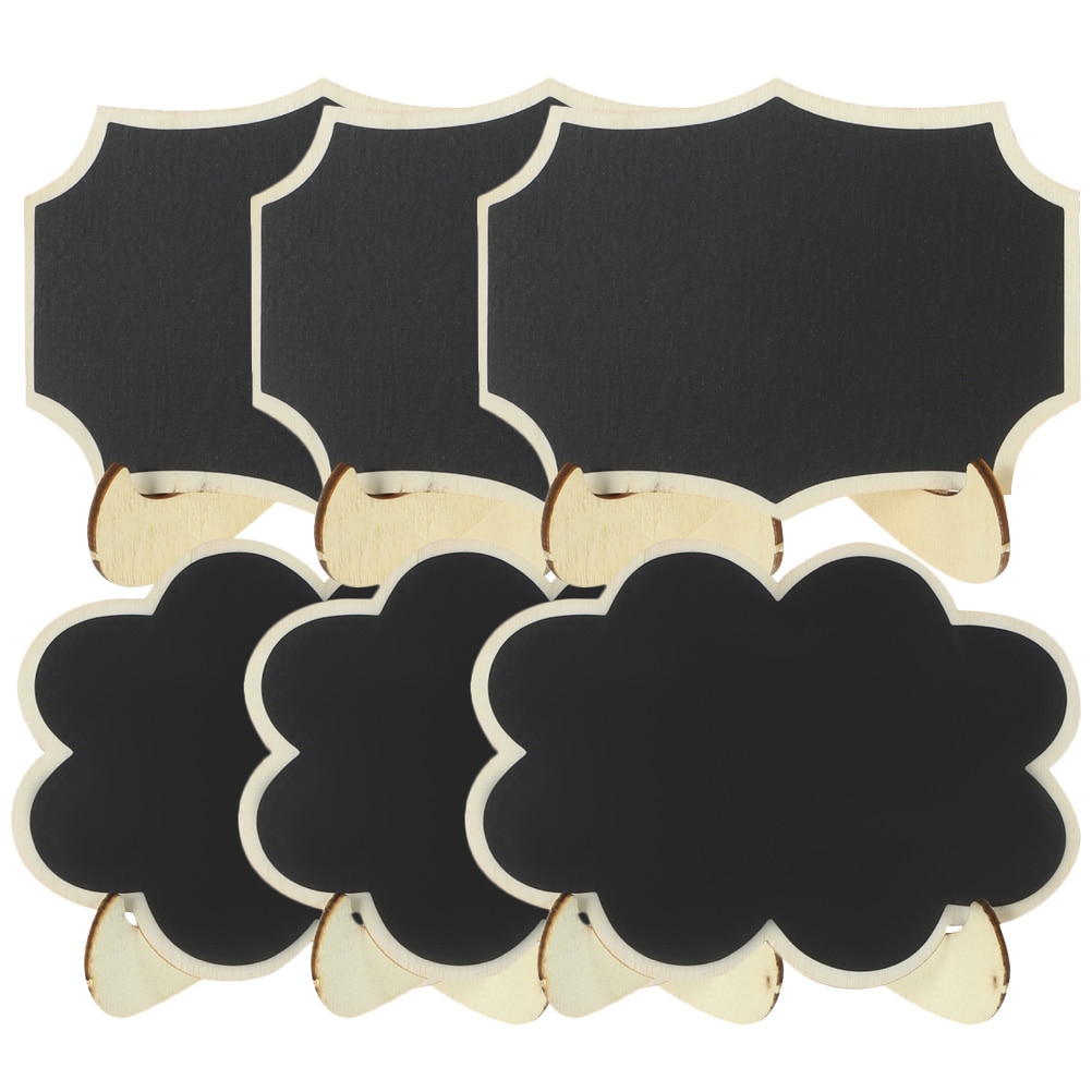 6 Pcs Miniature Table Chalkboard Menu Black Letter Price Tag Kitchen Wooden Small