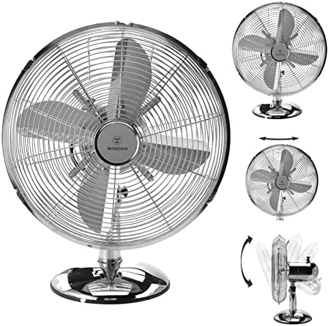 Lightweight Small Vintage Metal Fan with 75° Oscillation and 3 Speeds - Ideal Fan for Desk, Office, Bedroom, or Retro Room Decor