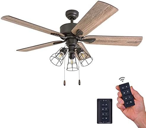 Aspen Pines Farmhouse Ceiling Fan, 52", Barnwood/Tumbleweed, Aged Bronze