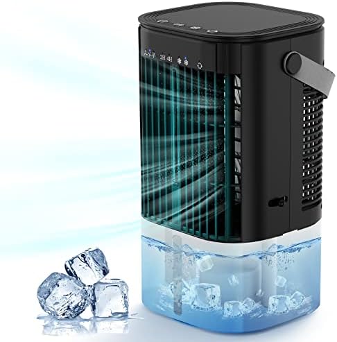 Air Conditioners Fan - Mini AC & Air Cooler Fan with 2 Cool Mist & 3 Speeds, 7 Night Light & Timer - Personal Table