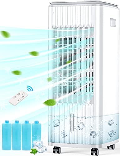 Air Cooler, TEMEIKE 3-IN-1 Portable Air Conditioners w/Remote, Cooling Fan w/Humidify, 70° Oscillation & 7H Timer Swamp Co