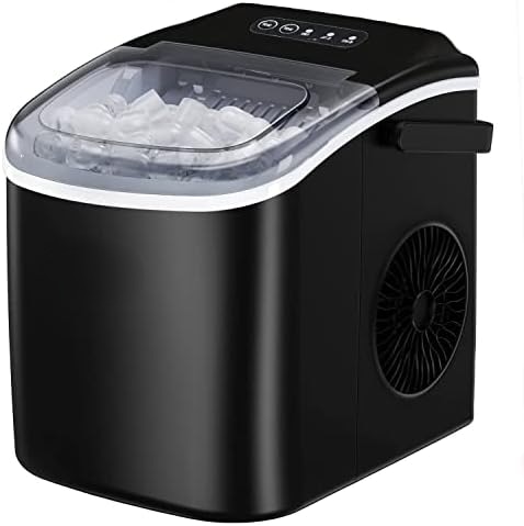 Ice Maker, Ice Maker Machine 6 Mins 9 Ice, 26.5lbs/24Hrs, Portable Ice Maker Machine with Self-Cleaning, Ice Scoop, and Basket
