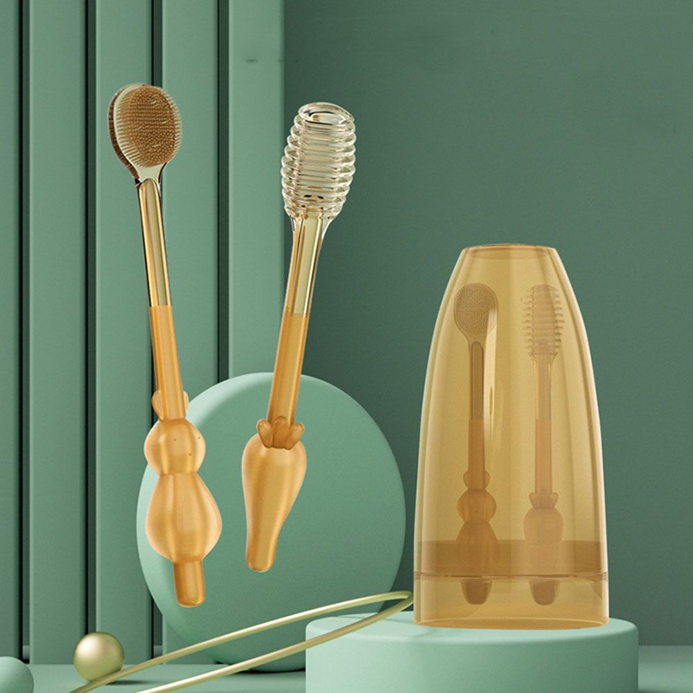 0-18Months 1 Set Eco-friendly Anti-slip Food Grade Tongue Toothbrush Newborn Toothbrush Oral Cleansing Baby Massaging