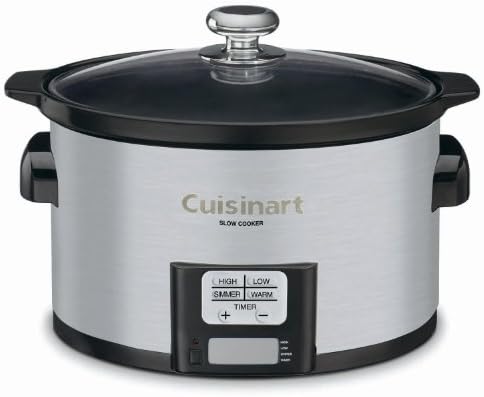3-1/2-Quart Programmable Slow Cooker, Silver, 9-1/2 in H x 9.1 in W x 12.67 in L