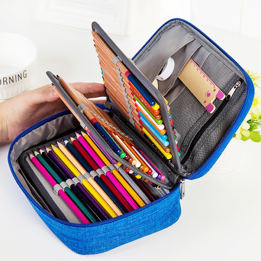 Art Pen Storage Large-Capacity High-End 72-Hole Leather Pen Bag Sketch Brush Color Lead 72 Color Pen Curtain Stationery Box