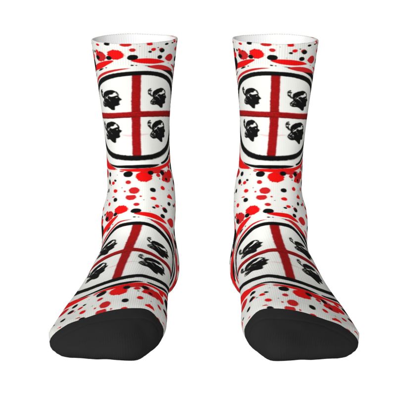 Kawaii Mens Sardinia Flag Dress Socks Unisex Warm Comfortable 3D Printing Italy Pride Crew Socks