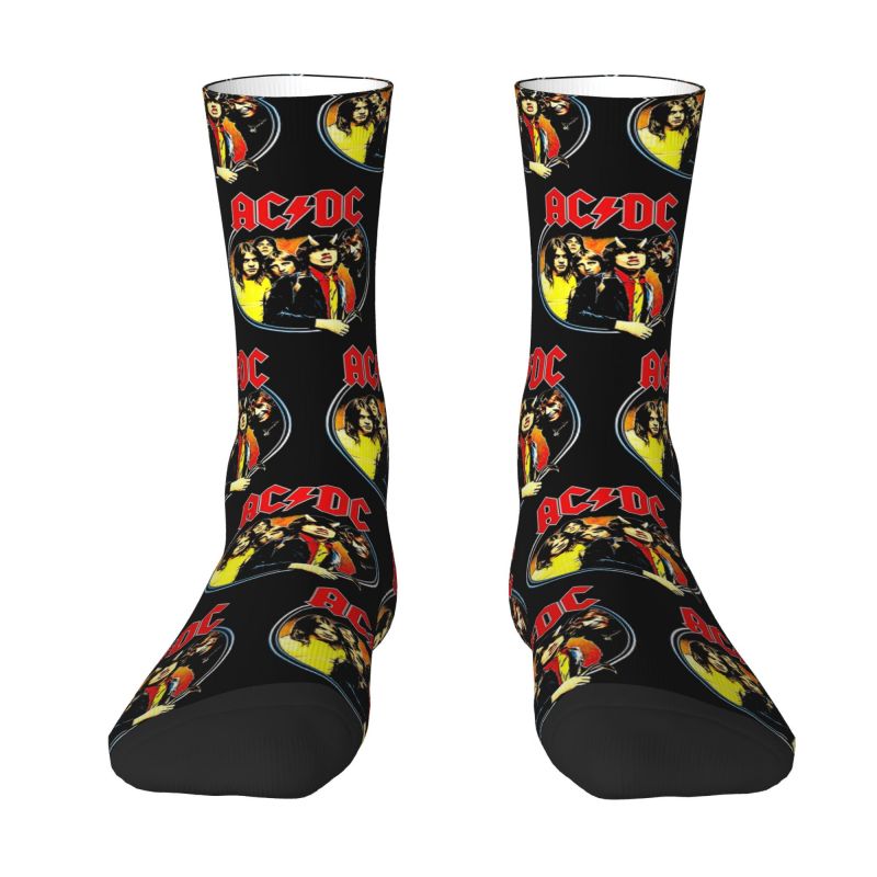 Rock Stars AC DC Men Women Crew Socks Unisex Fun 3D Print Australian Rock And Roll Dress Socks