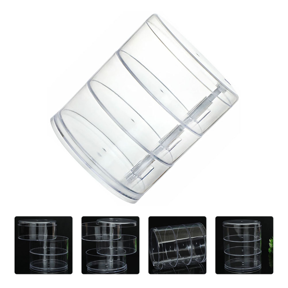 Toiletry Containers Storage Box Desktop Jewelry Rotating Case Cover Simple Holder White Plastic Makeup Organizer