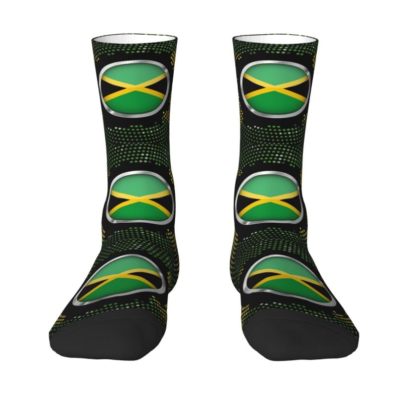 Fun Print Jamaica Flag Reggae Music Socks for Men Women Stretch Summer Autumn Winter Jamaican One Love Crew Socks