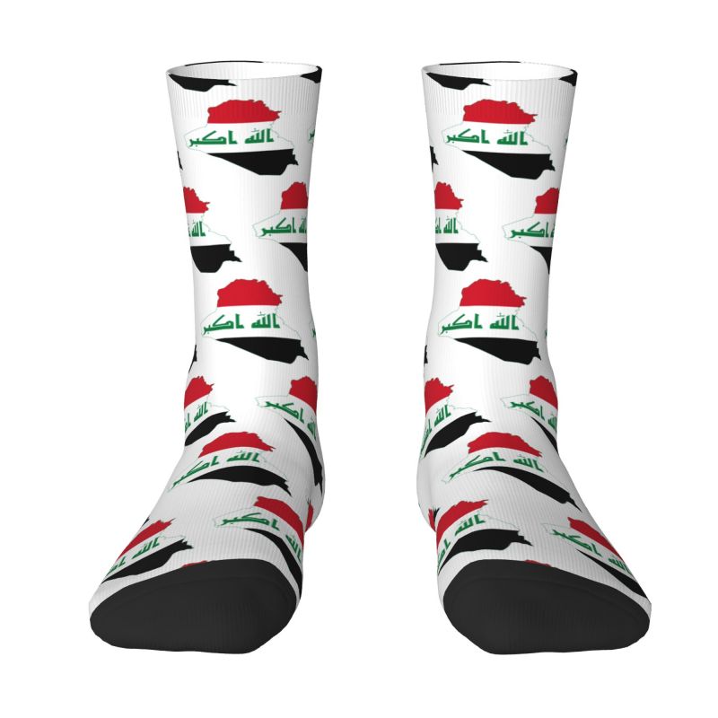 Kawaii Print Iraqi Iraq Flag Map Socks for Men Women Stretchy Summer Autumn Winter Crew Socks