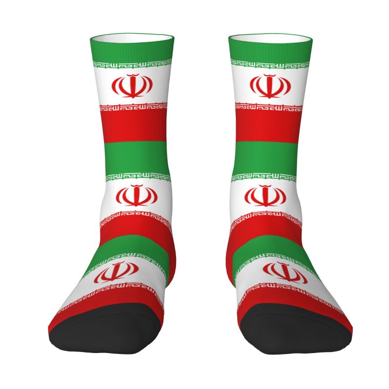 Flag Of Iran Mens Crew Socks Unisex Kawaii 3D Printed Dress Socks