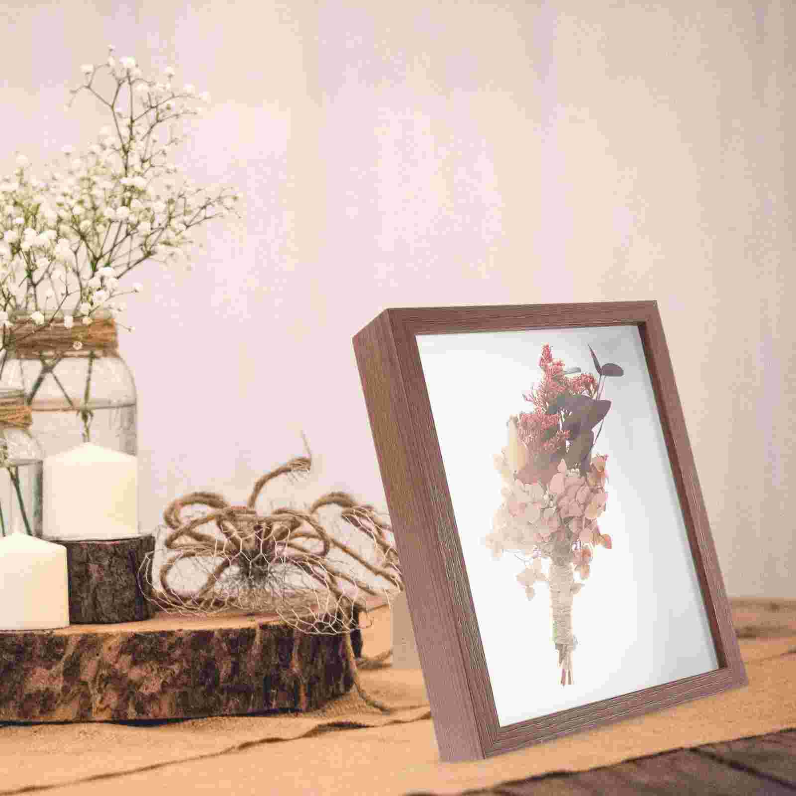 Wooden Flower Frame Display Case DIY Butterflies Ornament Photo Holder Dried Stand