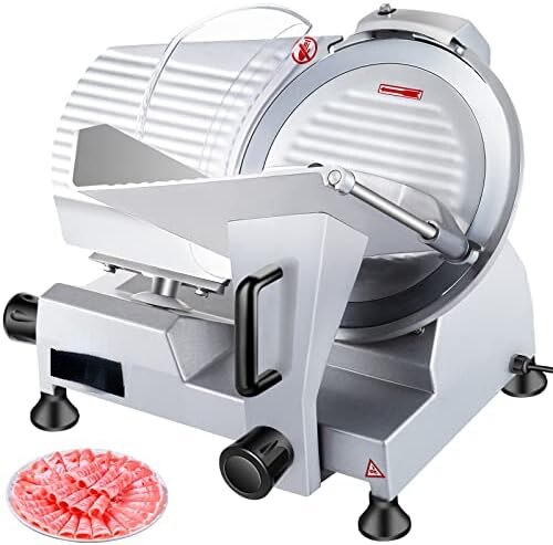 Meat Slicer, 10 inch Food Slicer, 240W Meat Deli Slicer, Premium Chromium-plated Steel Blade Semi-Auto Meat Slicer For Commerc