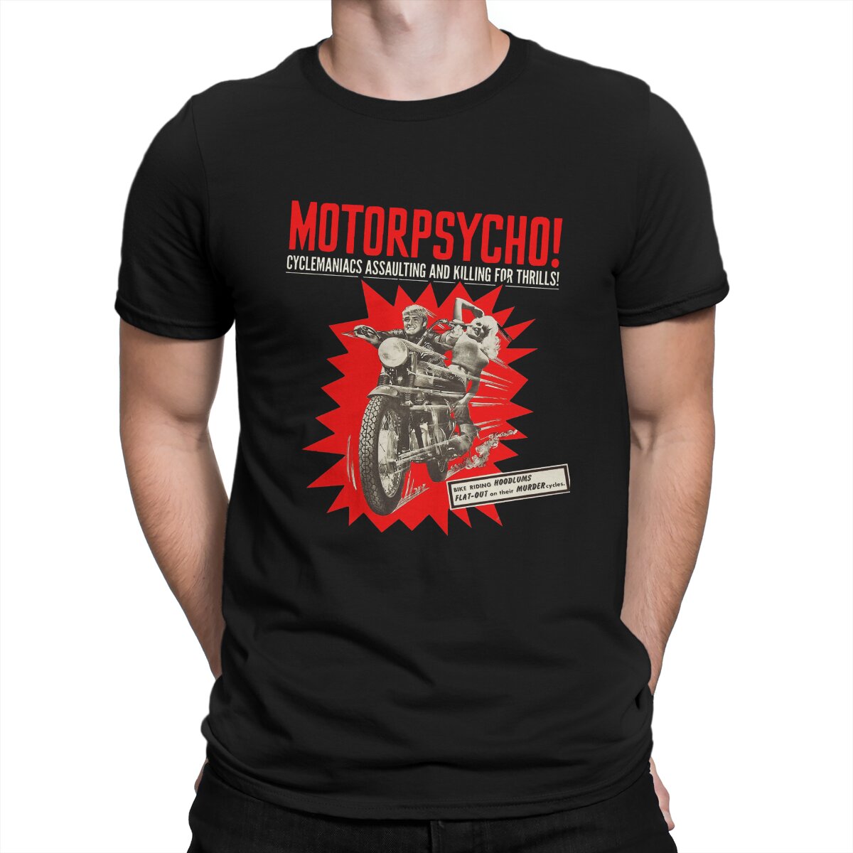 Motorpsycho T-Shirt Men Motorcycles Vintage Pure Cotton Tees Crewneck Short Sleeve T Shirts Summer Tops