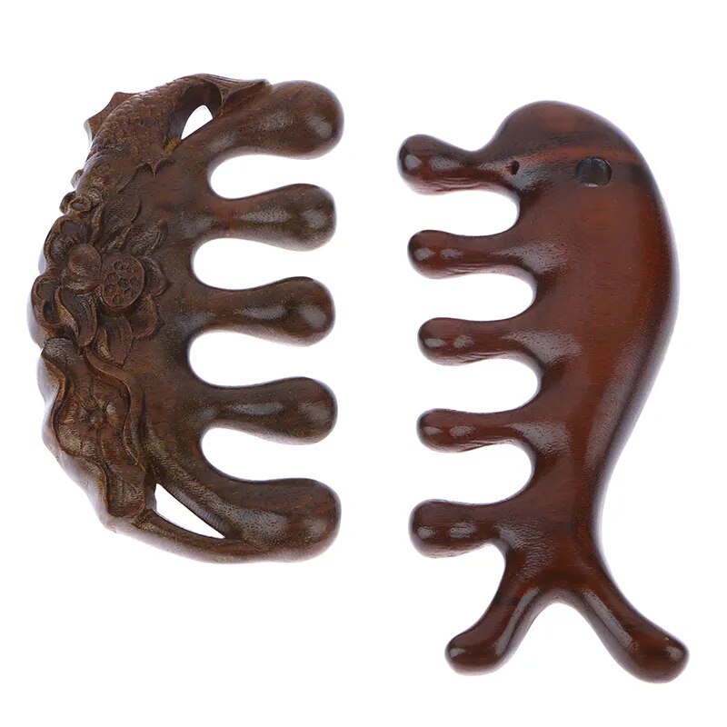Sandalwood Massage Comb Head Meridian Scalp Comb Wooden Point Acupuncture Head Comb Wide-Tooth Comb Massage