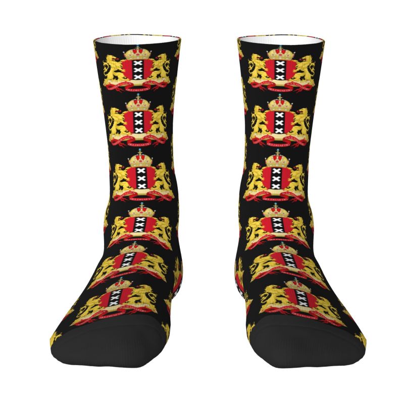 Coat Of Arms Of Amsterdam Mens Crew Socks Unisex Cute Netherlands Dutch Proud Spring Summer Autumn Winter Dress Socks