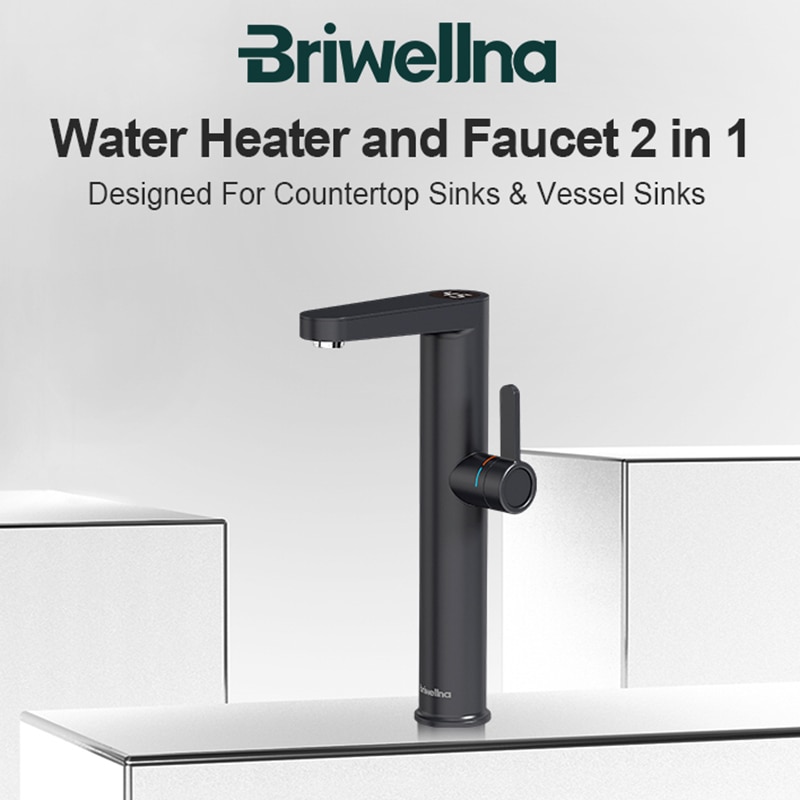 Briwellna Instant Hot Water Faucet 220V Tankless Water Heater For Vessel Sinks Heating Tap For Bathroom Electric Faucet