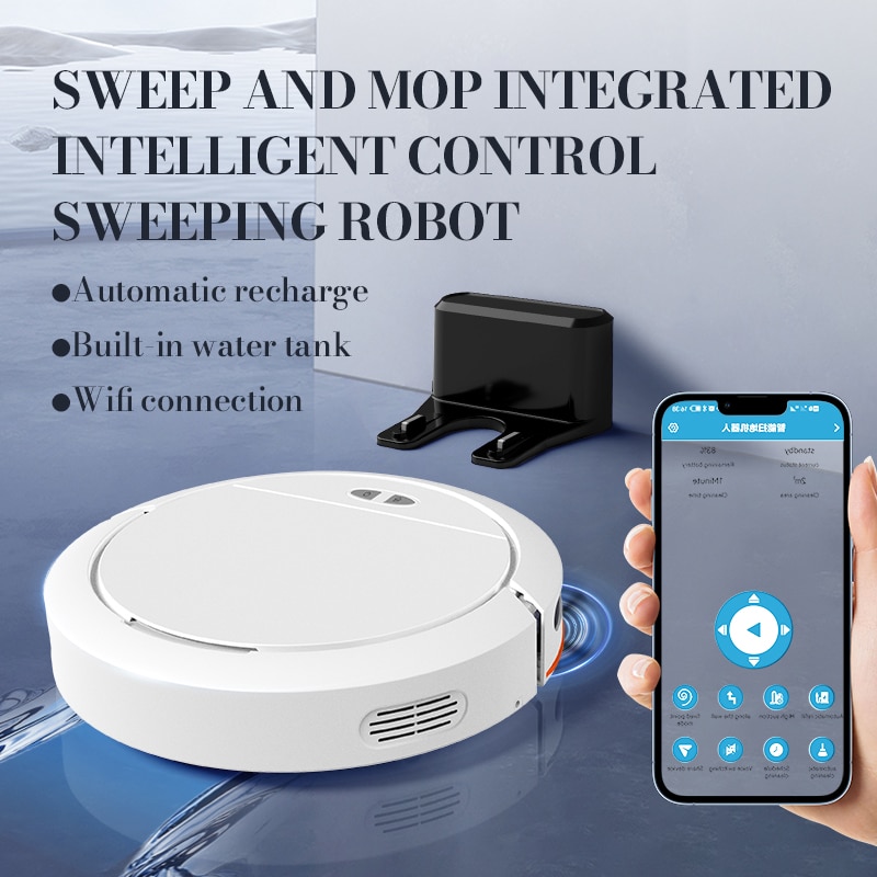 Smart Intelligent Vacuum Cleaner Robot For Pet Hairs Floor Carpet Sweeping Floor Mop Dry Wet Sweeper Cleaner with water tank
