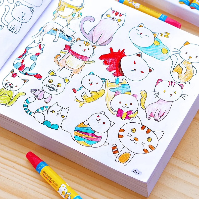 8000 Cases Coloring Books for Children Graffiti Painting Books Learn Drawing Animals Plants Fruits Vegetables Daily Necessities