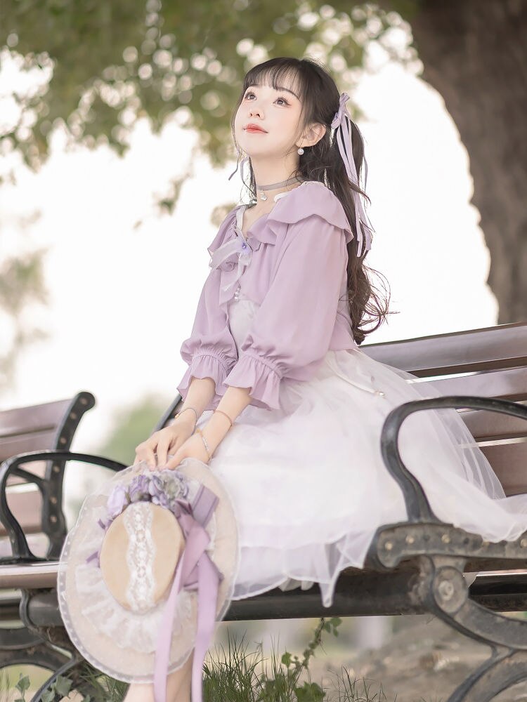 2023 Summer Dress Suit Sweet Kawaii Elegant Teenage Girl's Daily Fairy Sling Dress Set Women's Clothing Student