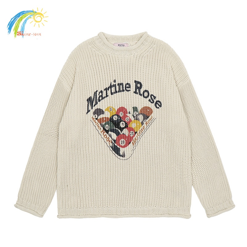 23FW Rolled Edge Billiard Ball Printing Martine Rose Knitted Sweater Men Women High Quality Drop Shoulder Oversized Pullovers
