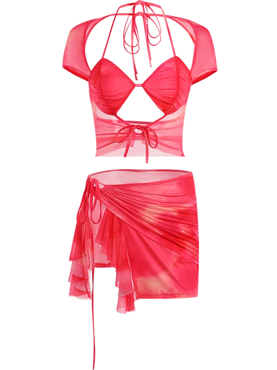 Womens 2 Piece Skirt Top Sets Outfits Short Sleeve Cami Crop Tops and Mini Skirt Suit Streetwear Sets