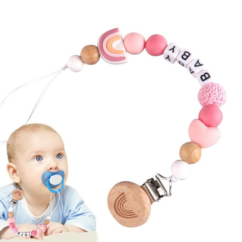 Pacifier Strap Colorful Paci Chain Silicone Pacifier Clips Prevent Falling To Keep Clean BPA Free Clip Holder