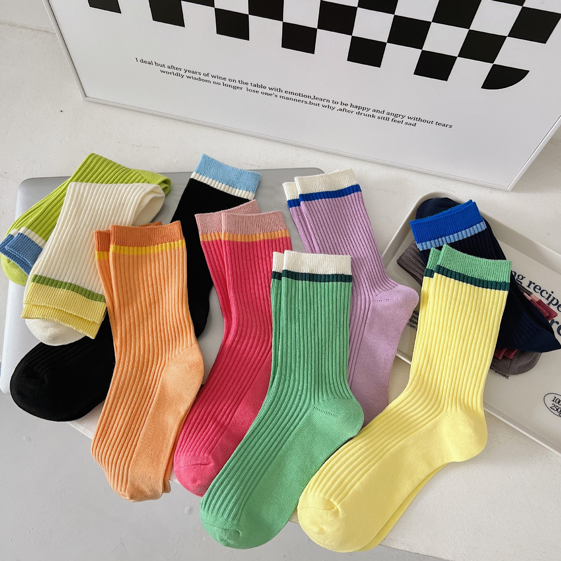 Candy Color Women Cotton Socks Korean Fashion Casual Harajuku Streetwear Sports Socks Women Japanese Style Knitting Long Socks