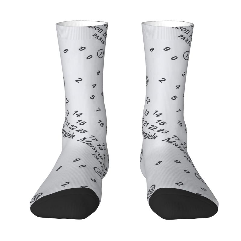Novelty Print Mm6 Margielas Socks for Men Women Stretchy Summer Autumn Winter Crew Socks