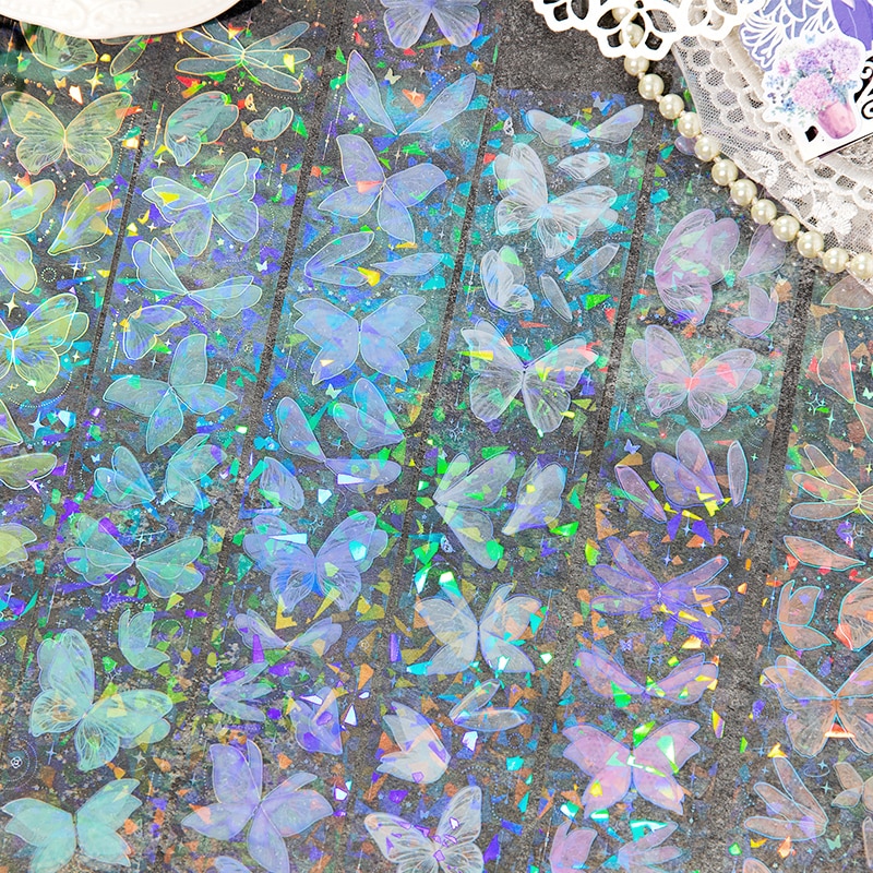 Card Lover 1 Roll 50mm*2m[Butterfly Fantasia Series]Aesthetics Journal Masking Tape Waterproof Paper Washi Scrapbooking Material