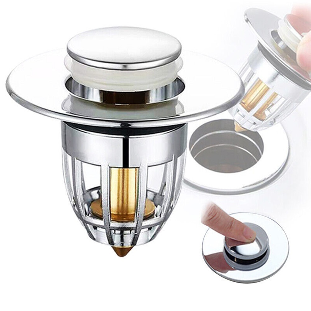 Sink Drain Filter 33.5mm Push Type Bouncing Core Bathroom Washbasin Sink Leak Plug Stopper Bathroom Accessories